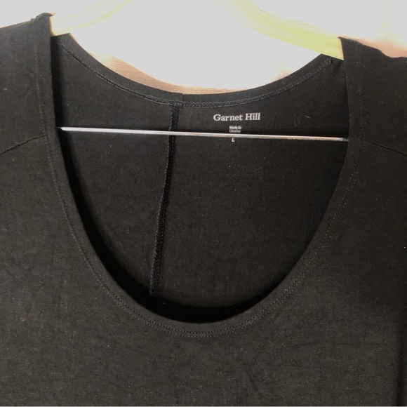 Garnet Hill knit Trapeze stretch swing dress Black size L large 3/4 sleeves - Picture 4 of 6